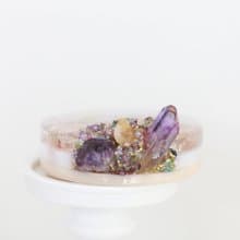 10cm水晶立體盤 - 紫水晶 & 粉紅光環