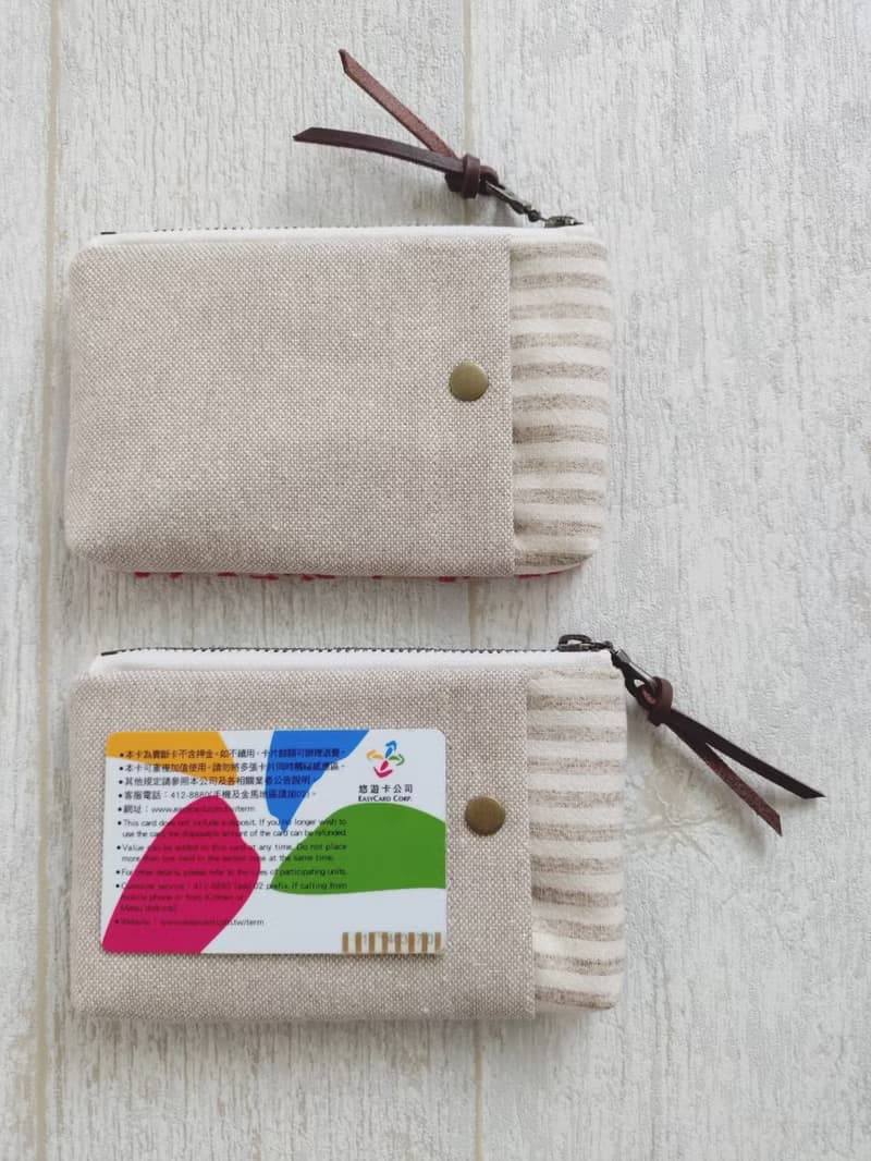 【FWL/四層小錢包】日本刺繡 小葉果實 暗紅 藍綠 法國金蔥布