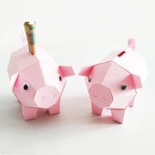 DIY Paper Piggy Bank, 3D Papercraft Printable PDF