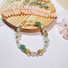葡萄石 綠草莓 黃水晶 金髮晶 月光石||招財 轉運 人緣 水晶手鍊
