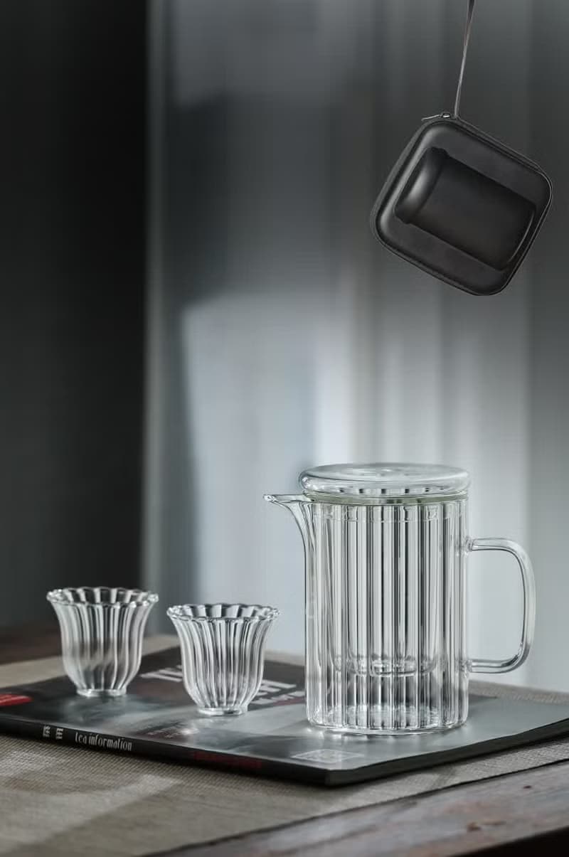 玻璃條紋隨行泡茶組(含兩入茶杯)