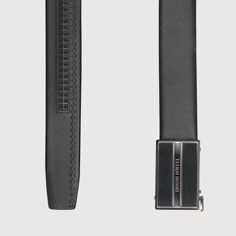 【免費升級送禮包裝】時尚紳士 十字壓紋自動扣皮帶-鎗色/BF25S