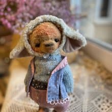 Artist stuffed cute teddy bear, OOAK, plush bear, bear doll