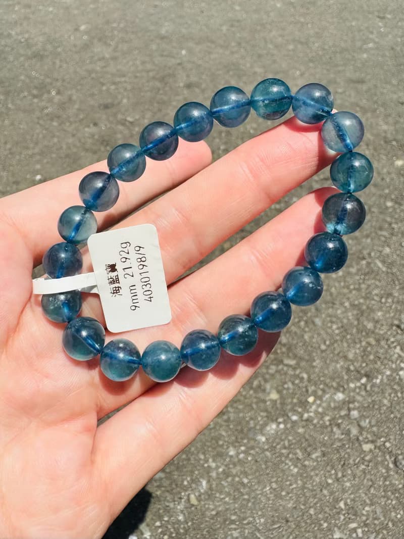 小精品濃色海藍海藍寶水晶9mm21.92g平衡情緒減緩壓力提高溝通