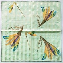 ae Elegance Paris Vintage Scarf Feathers Quill Pen Green 23 x 23 inches