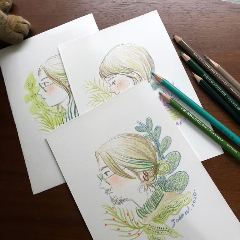【Chuyun H.】森林似顏繪/母親節禮物/似顏繪加購畫框