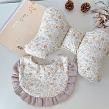 鼠尾草天然染色 l彌月禮盒兩件組 l 手工寶寶蝴蝶枕+圍兜