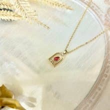 窗臺紅小花吊墜項鍊 石榴石項鍊 手作項鍊 手作飾品 天然石飾品