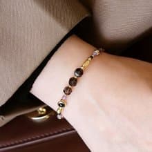 事業 x 茶晶 黑瑪瑙 紫水晶 尖晶石 紅紋石 磁扣【星空浩瀚】手鍊