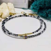 14K GF 包金水晶手鍊, 鈦赫茲 + 黑髮晶２圈手鍊