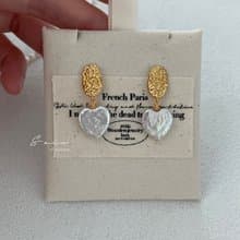 Vintage Golden Heart Earring 复古金色爱心珍珠耳钉