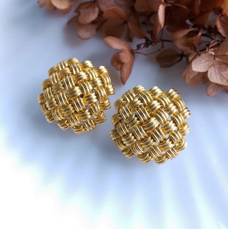 Vintage Jewelry 西洋古董飾品 啞光 經典百搭 交錯編織 夾式耳環
