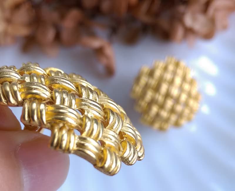 Vintage Jewelry 西洋古董飾品 啞光 經典百搭 交錯編織 夾式耳環