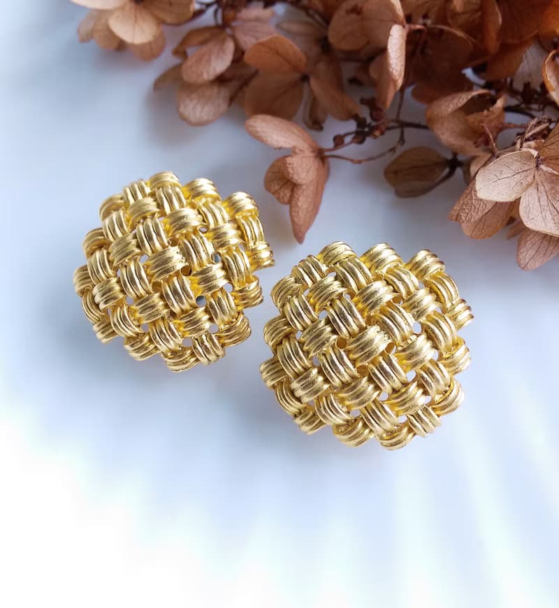 Vintage Jewelry 西洋古董飾品 啞光 經典百搭 交錯編織 夾式耳環