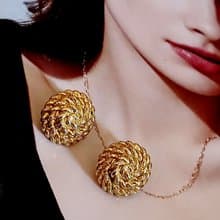 vintage jewelry  古典金色立體繩結狀 夾式耳環