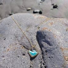 不規則菱框下的海浪 項鍊 藍色 台東藍