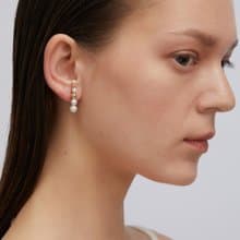優雅漸層珍珠耳夾 925銀厚鍍18K金 Drops Pearl Ear Clip