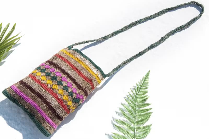 天然棉麻鉤織輕便包/斜背包/側背包/肩背包/購物袋/提袋-音樂節風