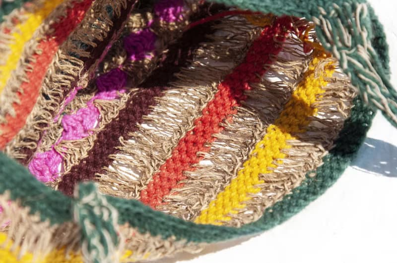 天然棉麻鉤織輕便包/斜背包/側背包/肩背包/購物袋/提袋-音樂節風