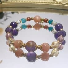 紫幽靈 橙月光 磷灰石 石榴石 海藍寶黃水晶 草莓晶 天然水晶手鏈