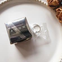 美國西洋古董飾品 / AVON 2006年字母水鑽M愛心半開純銀戒