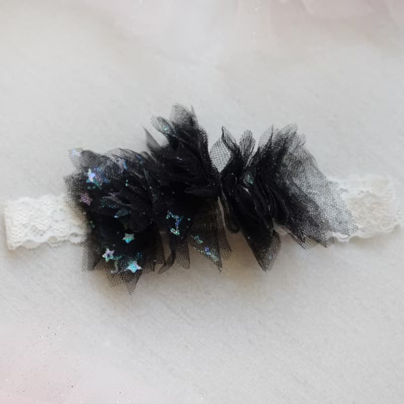 新生寶寶專屬  閃亮星星小天使 蕾絲頭帶款 花朵頭飾 – 五色
