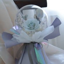 淺藍色系鬱金香波波球永生花束