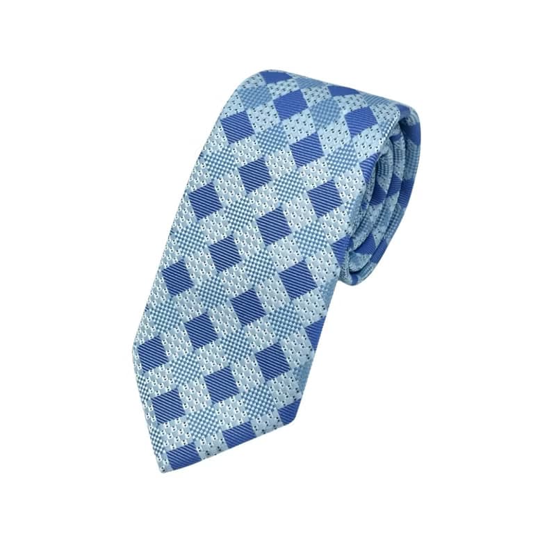 水系菱格藍領帶