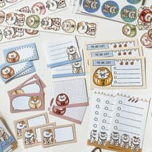 3小喵咪/達摩招財貓方形貼紙包21張入/可書寫