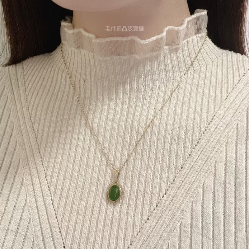 Krementz 14K包金蕾絲玉石項鍊