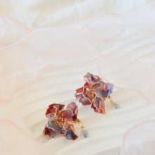 暈染牡丹 貼耳水晶花樹脂耳環耳針