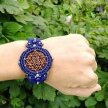 Sri Yantra Watch bracelet macrame Blue