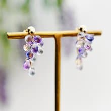 【ピアス・イヤリング】青空に咲く 藤の花 (ガラス)