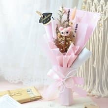 乾燥花束-可愛動物浪漫粉紅熊 生日花束 情人節禮物 情人節花束