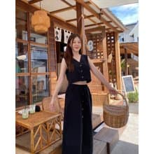 Summer Set - Sleeveless crop top + Long skirt, cotton and linen.