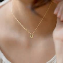 U 幸運馬蹄項鍊 醫療鋼鍍18k金項鍊 可配戴洗澡