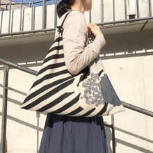 手提袋  吾妻袋 森 ストライプ 黒 M / harunohi