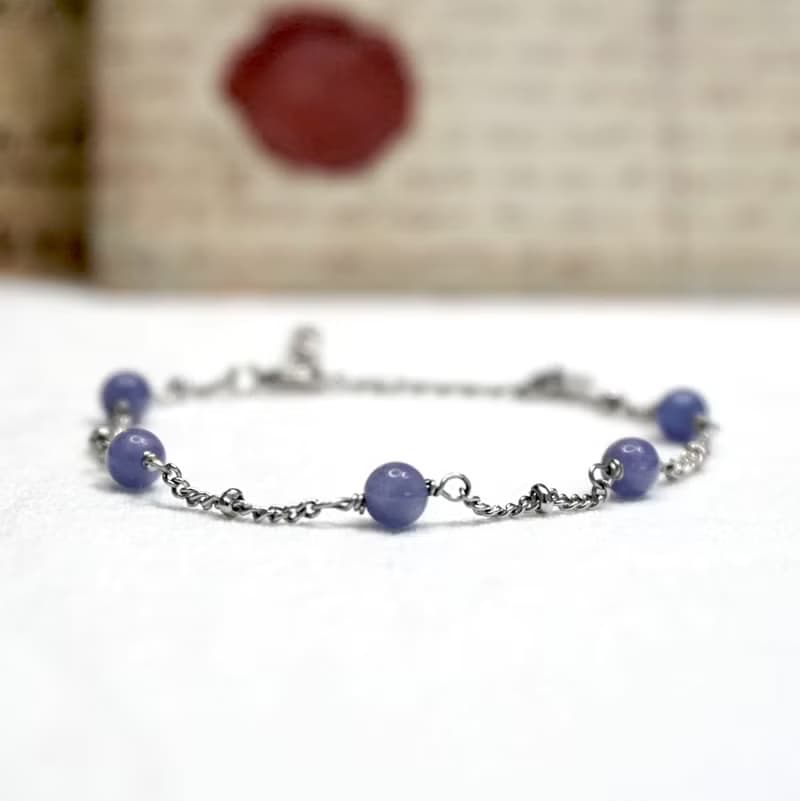 ll 坦桑石手工繞製細手鍊 ll 坦桑石 丹泉石 手鍊 手環 BR-00024