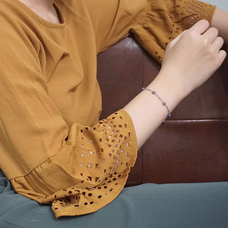 ll 坦桑石手工繞製細手鍊 ll 坦桑石 丹泉石 手鍊 手環 BR-00024