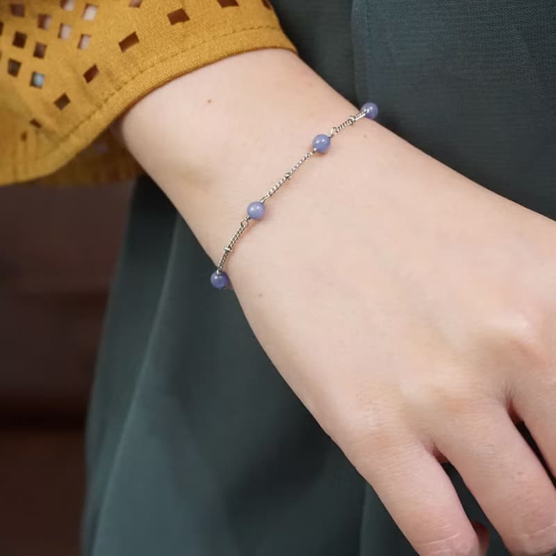 ll 坦桑石手工繞製細手鍊 ll 坦桑石 丹泉石 手鍊 手環 BR-00024