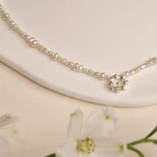 二毛銀【花草系列─小雛菊小珍珠-項鍊】銀