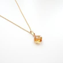 天然黃水晶 菱形切割 古董純 14K 金墜 | 搭配 14K GF 包金鍊