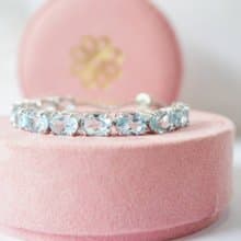 Natural Blue Topaz Bracelet Silver 925 With 18K White gold Plated