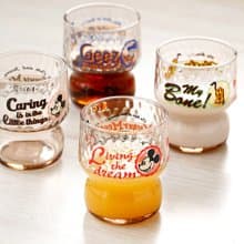 Disney日本進口米奇米妮錘目紋玻璃杯 質感居家必備