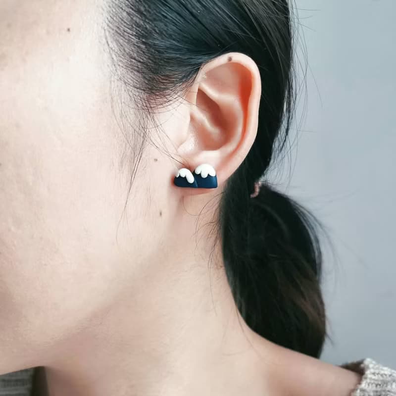bi birdy //小清新鳥・花・果・山手工軟陶小耳釘