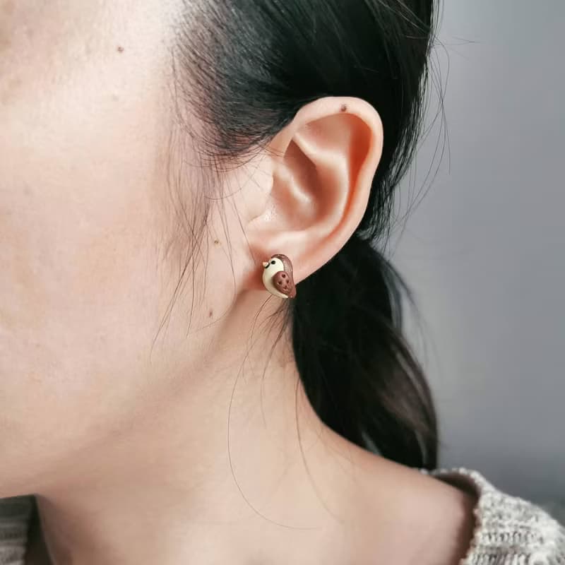 bi birdy //小清新鳥・花・果・山手工軟陶小耳釘