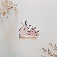 防水貼紙－愛心兔子(大)