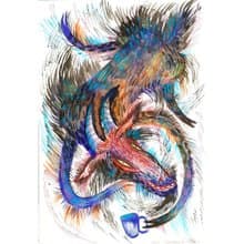 Original Watercolor Cute Goat Illustration Funny Goat Gift Poster Hand Painting
