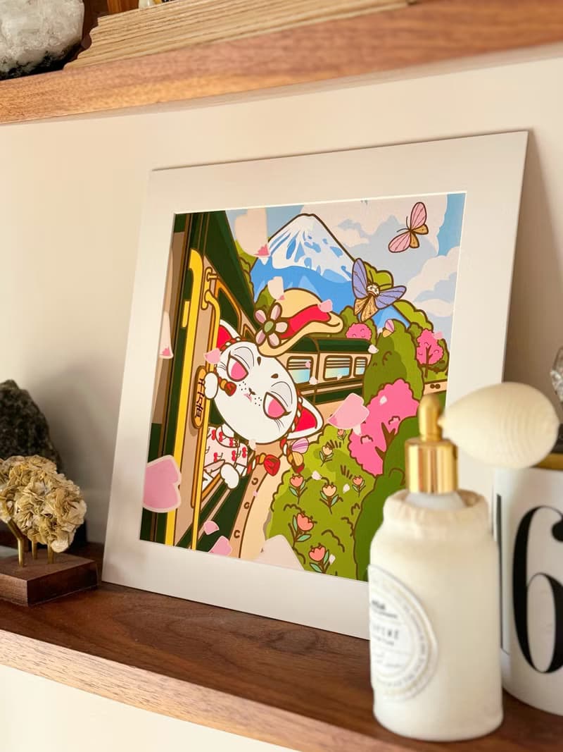 【招財貓】Mittsu Kumi 原創作品-卡紙框裝裱、藝術微噴畫
