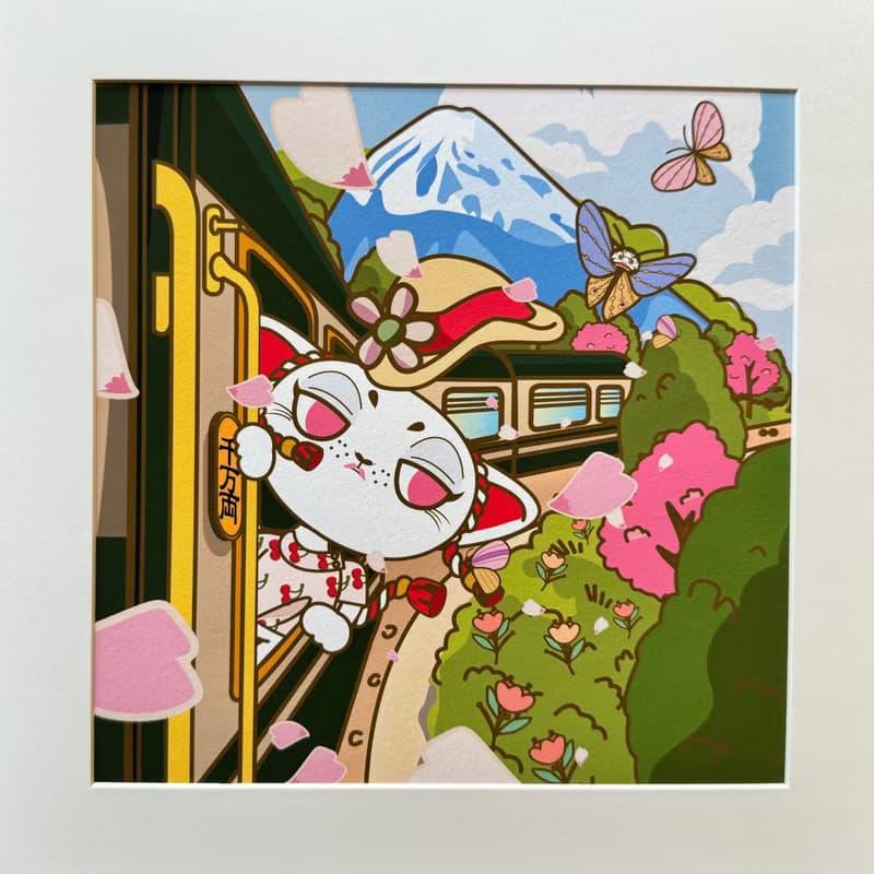 【招財貓】Mittsu Kumi 原創作品-卡紙框裝裱、藝術微噴畫